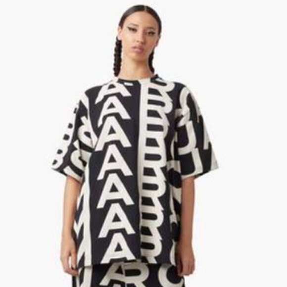 NEW! Marc Jacobs The Monogram Big Tee -Unisex -BLACK/IVORY - Picture 3 of 10